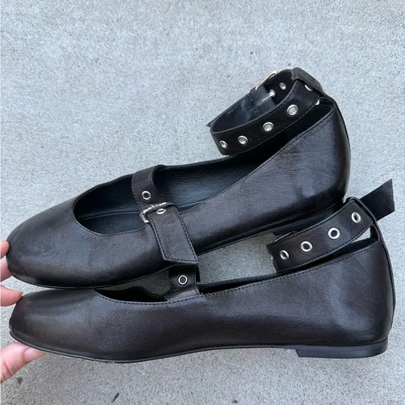 Ba&sh Canya Strappy Ballet Pumps in Black Silver Hardware Women’s Size EU 38 - Picture 5 of 7